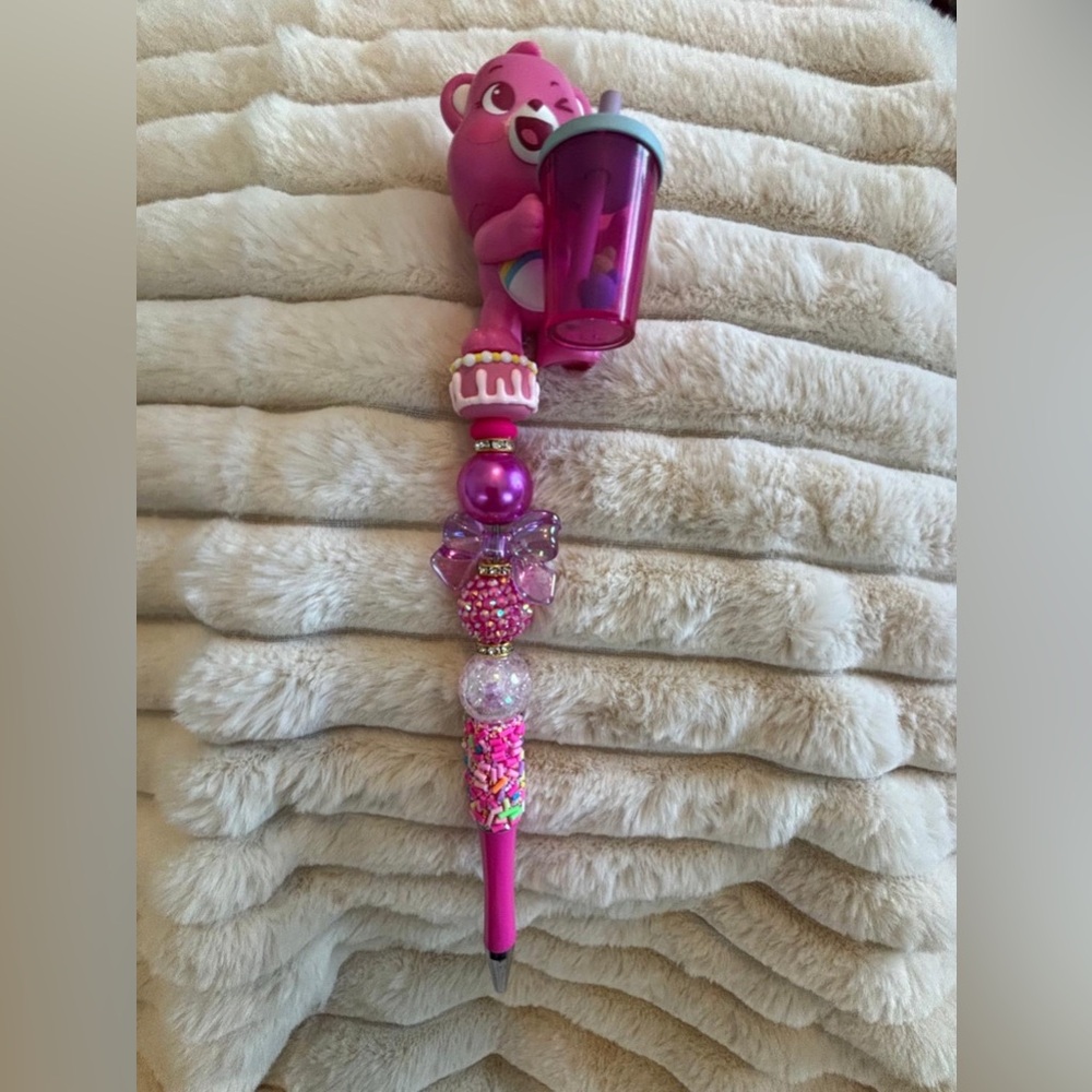 CARE BEAR BEADED PEN ! NWT